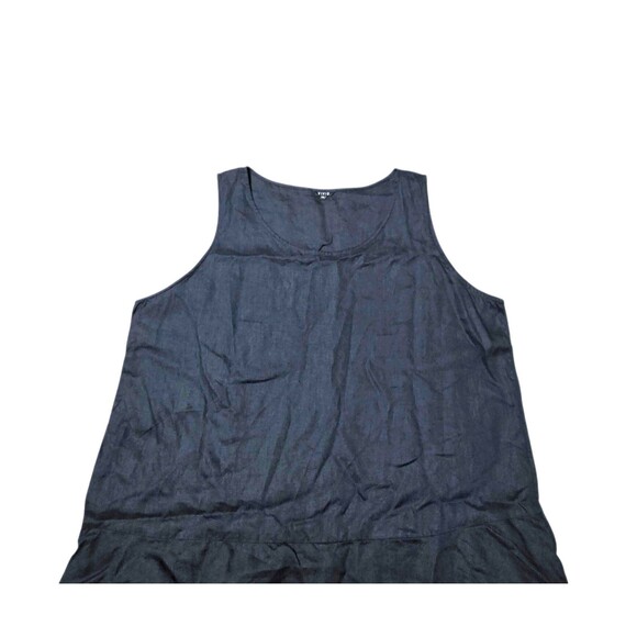 VIVID Women's Navy Blue Linen Maxi Dress Sleeveless Long Double Skirt Plus XXL - Picture 3 of 7